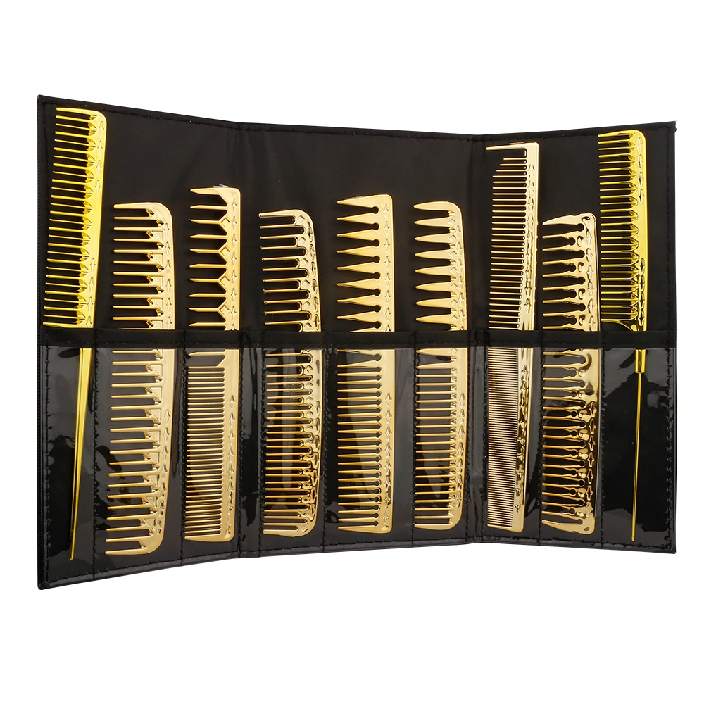 Custom Logo Luxury Gold ABS Plastic Combs Salon Barber Hair Cutting Comb Heat Resistant Hair Styling Barber For Hair Cutting
