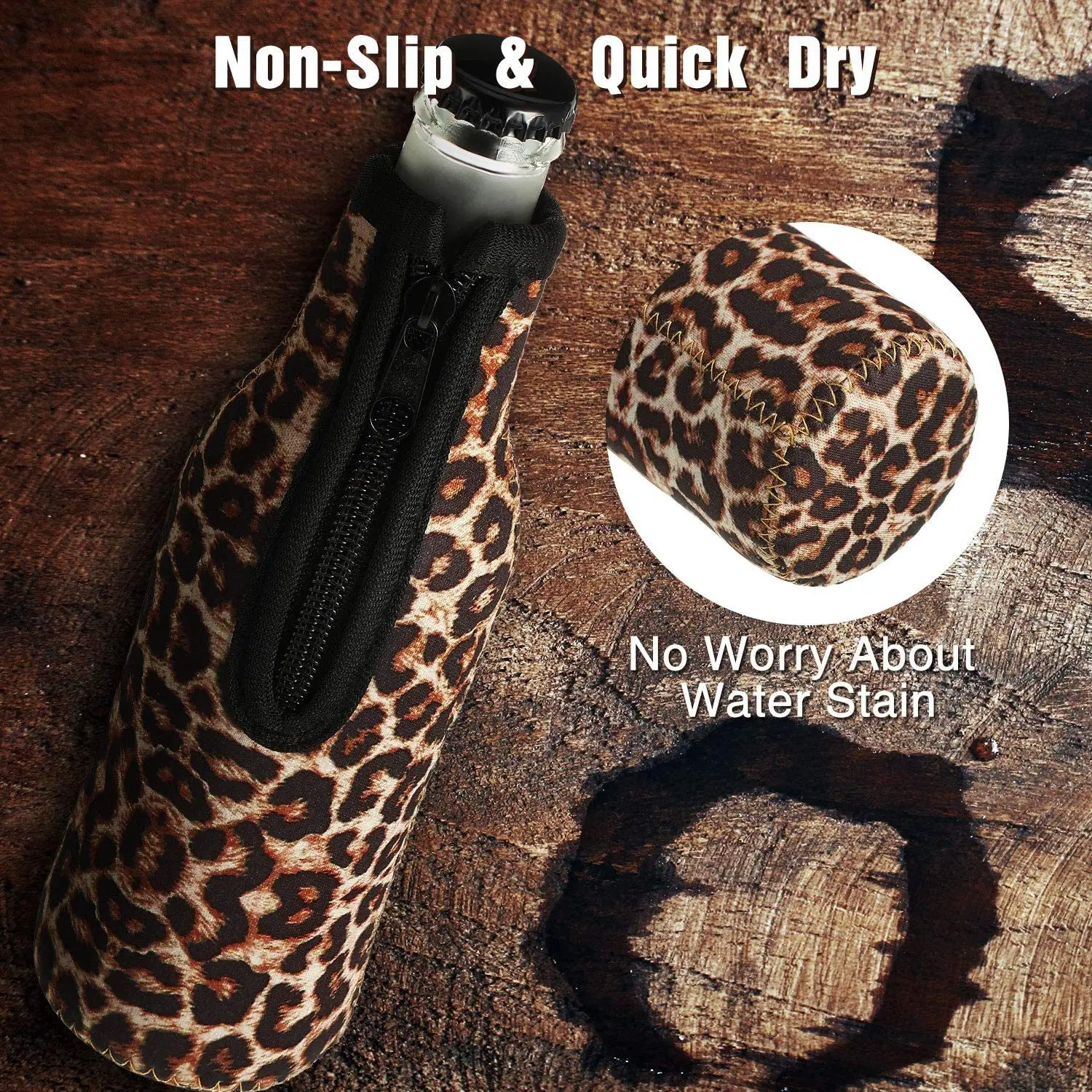 Promotional Neoprene Single Beer Bottle Holder/ Insulated Beer Bottle Cooler with Zipper Holder