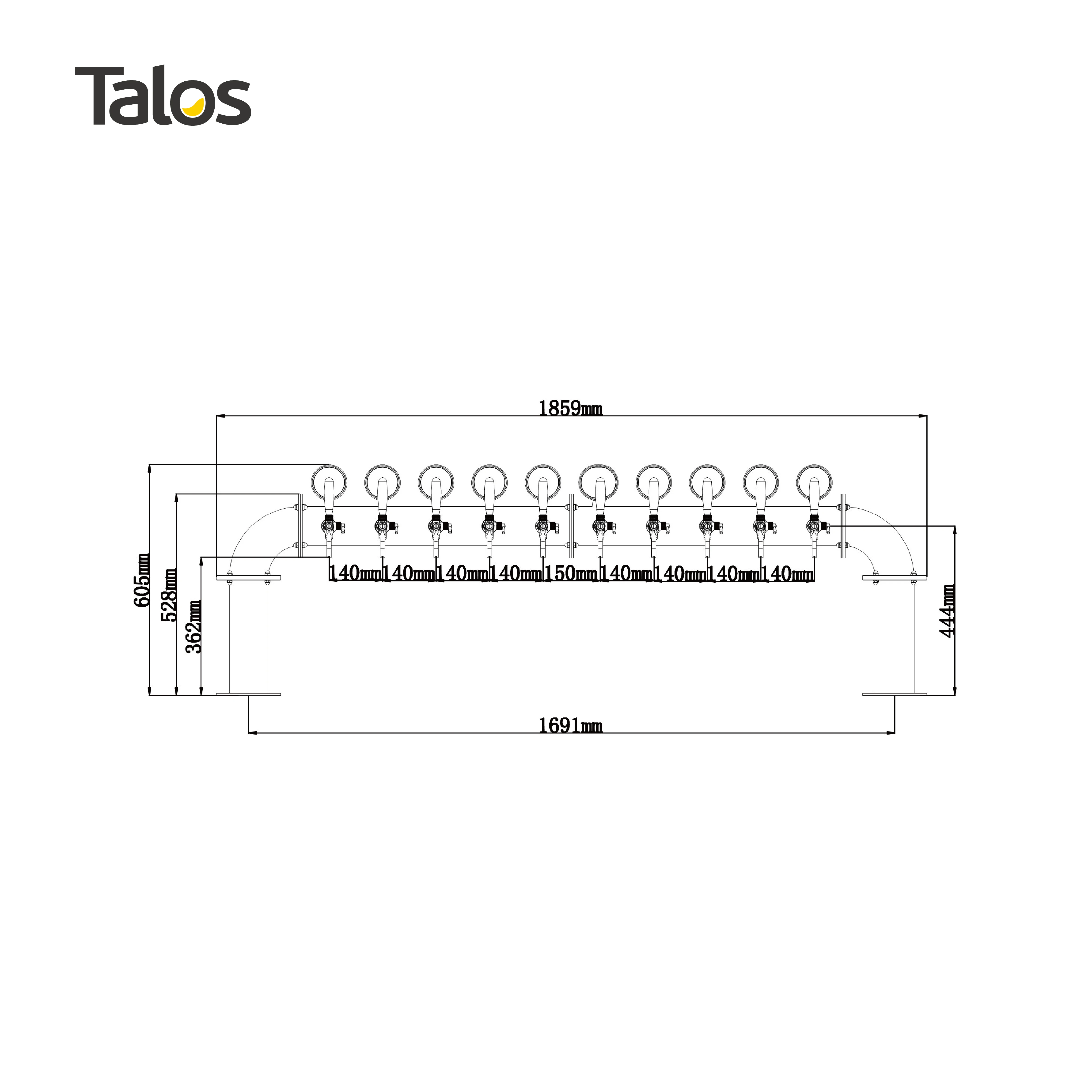 TALOS U type 10-way 102mm size Beer Column Beer Dispensing Tower