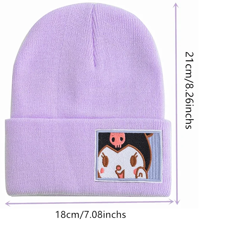 Hot Sale Saniro KT Cat Beanie Hat Candy Color Winter Hat Women Cute Cartoon Cinnamoroll Melody Kuromi Winter Knitted Hat