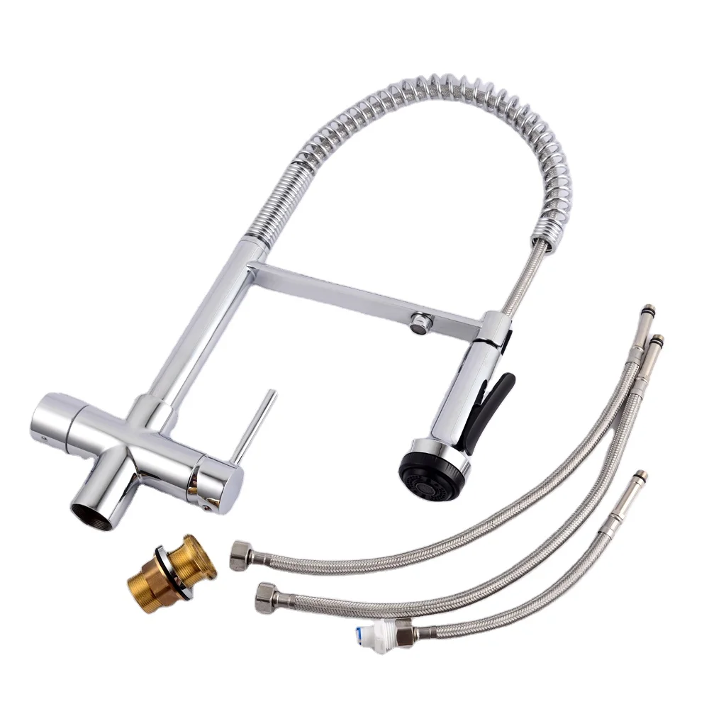 Minwei brass Goose Neck luxury Contemporary Purification Mixer Industrial household faucet water kitchen faucet