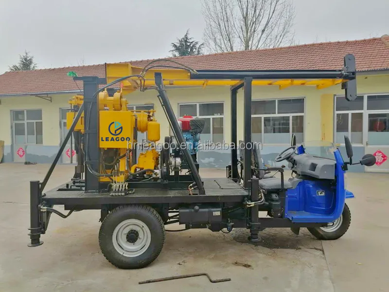 Three Wheels Mounted Portable Borehole Drilling Rig for Water Well