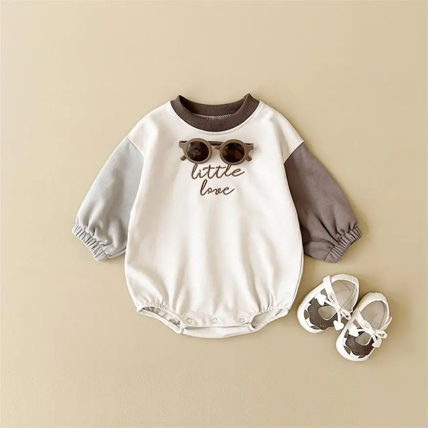 Baby Girl Clothes Newborn Romper Splicing Color Cotton Long Sleeved Boys Jumpsuit Baby Spring New Infant Suit 0-18M