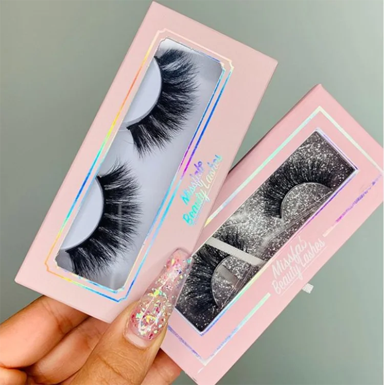 Custom eyelashes packaging case pink eyelash packaging box 3d Mink Lashes Glitter Case empty paper box for fake eyelashes