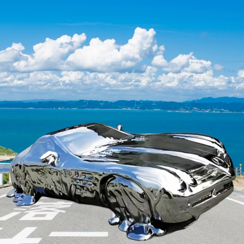 New Arrival Creative Abstract Model Diecast Iron Crafts Stainless Steel Cool Garden Sculpture Big Car