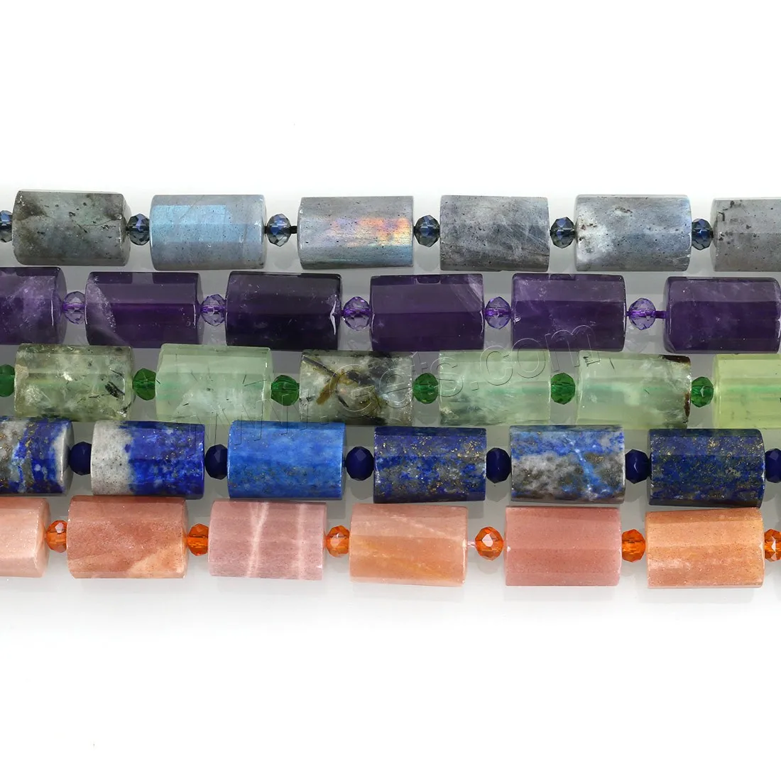 Mixed gemstone barrel beads spacer beads for jewelry making 22 pcs/Strand