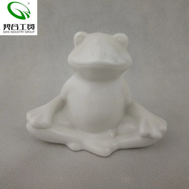Ceramic yoga frog figurine for garden decoration porcelain yoga frog decoration