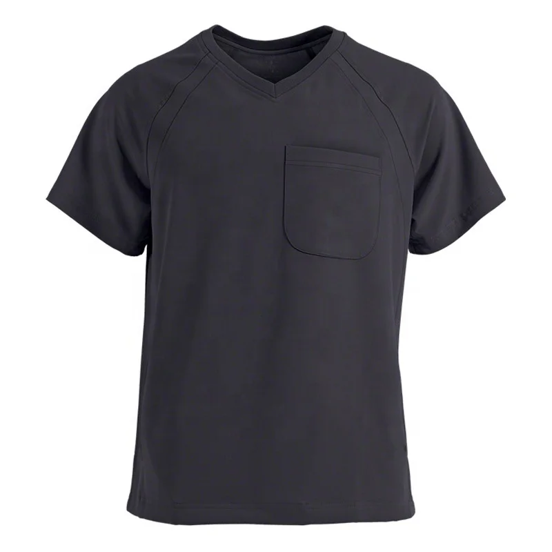 Мужской спортивный трикотажный топ с V-образным вырезом, рукавом реглан и разрезом сбоку