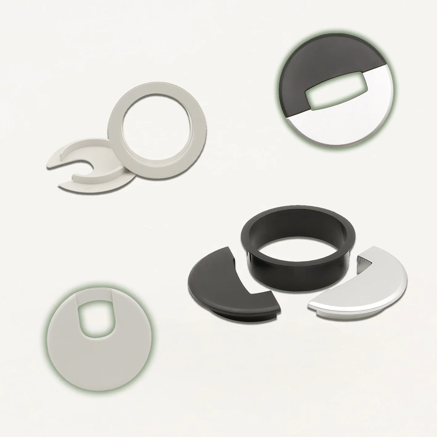 Plastic office meeting table wire manager box 60mm cable grommet