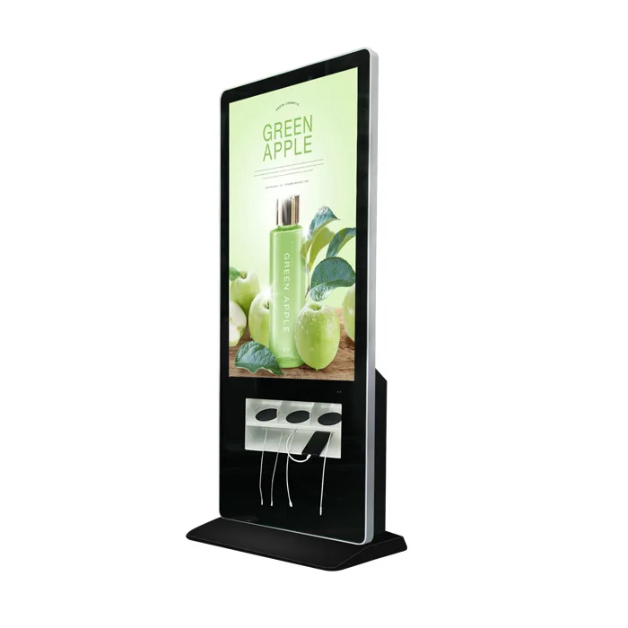 43 55inch floor stand Phone charging digital signage with locker cabinet for hospital or airport.