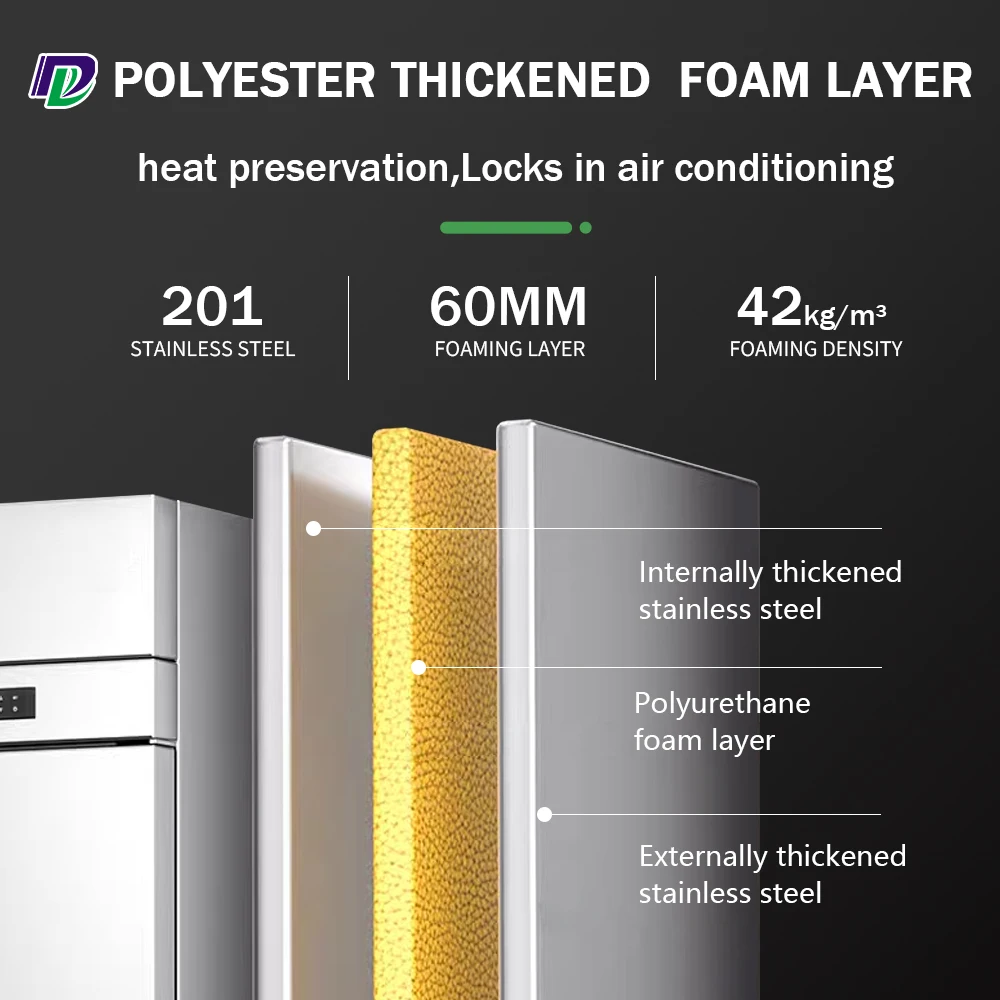 Commercial kitchen air cooling restaurant supply refrigerator 1440L volume catering stainless steel 6 doors fridge freezer