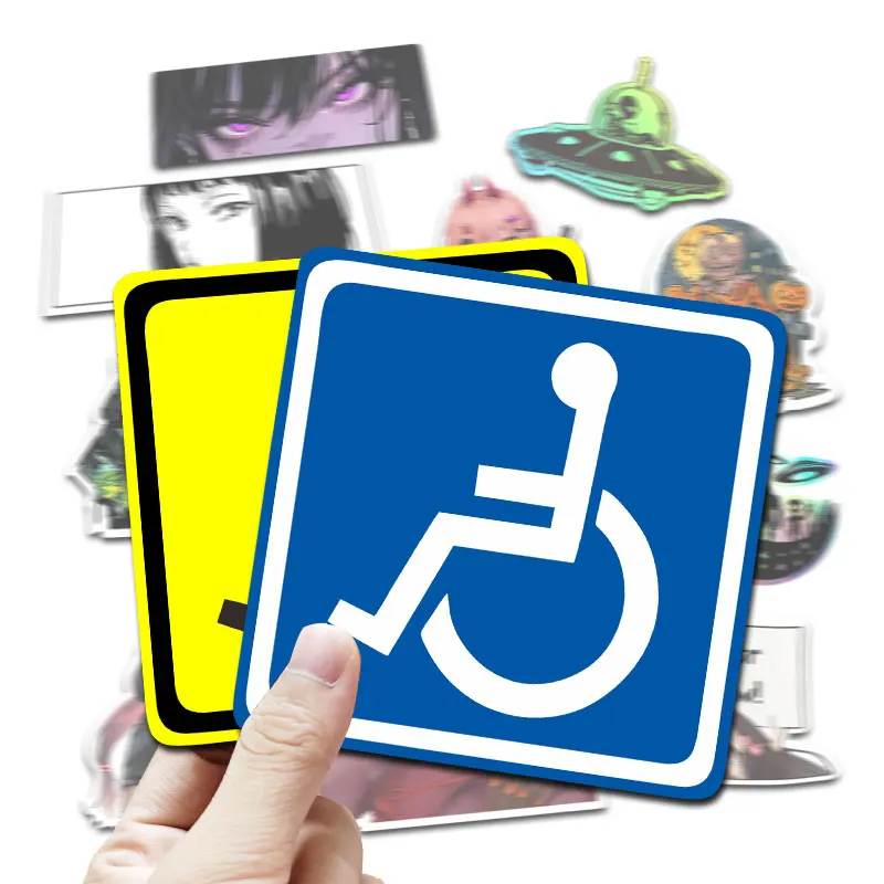 Waterproof & Reflective Luxury Design Disabled Special Vehicle Stickers Barrier-Free Car Signs Customizable Size Car Body Use