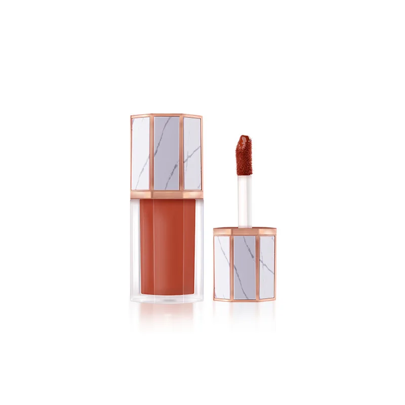 Short and Fat Lip Gloss Tube with Marbling and Diamond Wholesale Octagon Lip Gloss Tube/container with Brush/wand