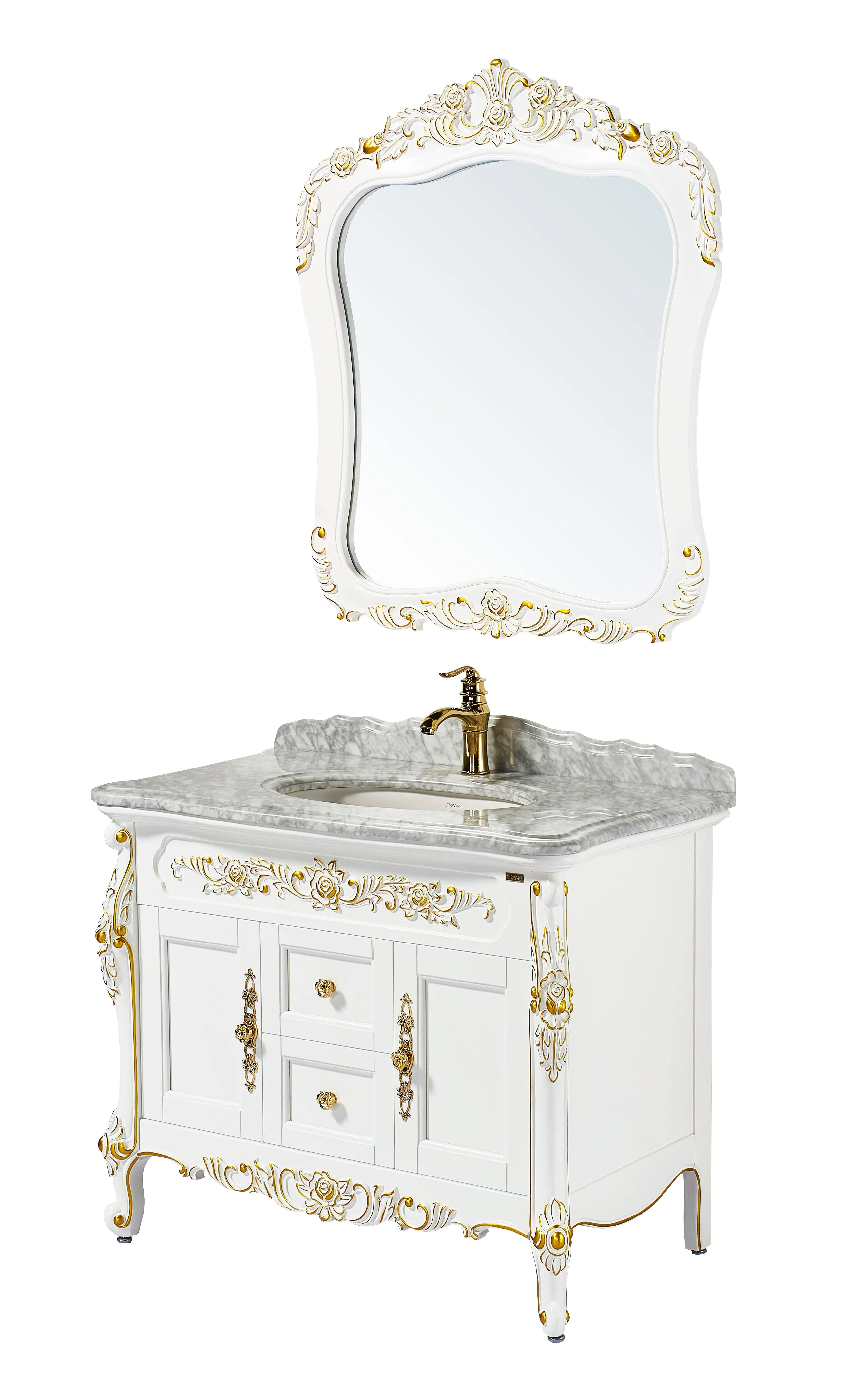 
High-end Hotel Luxury Antique Vanity Bathroom Solid Wood With Double Sink 