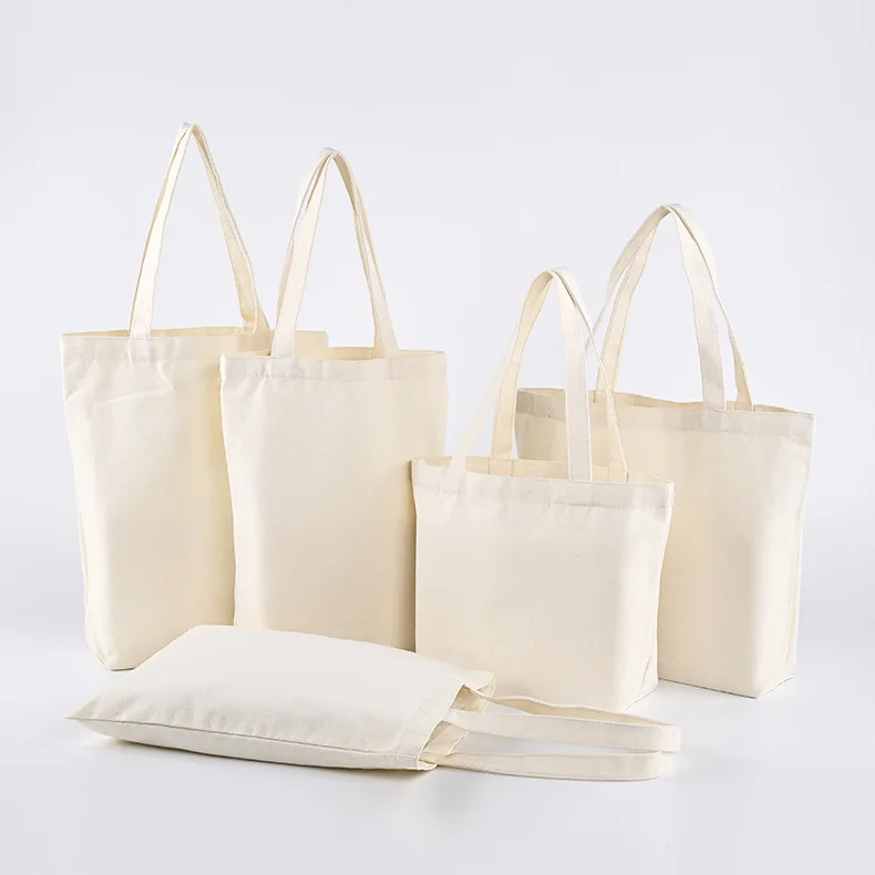 Eco Friendly Organic Blank Hand Hold Large Shoulder Cloth Custom Logo Shopping Cotton Tote Bag Canvas