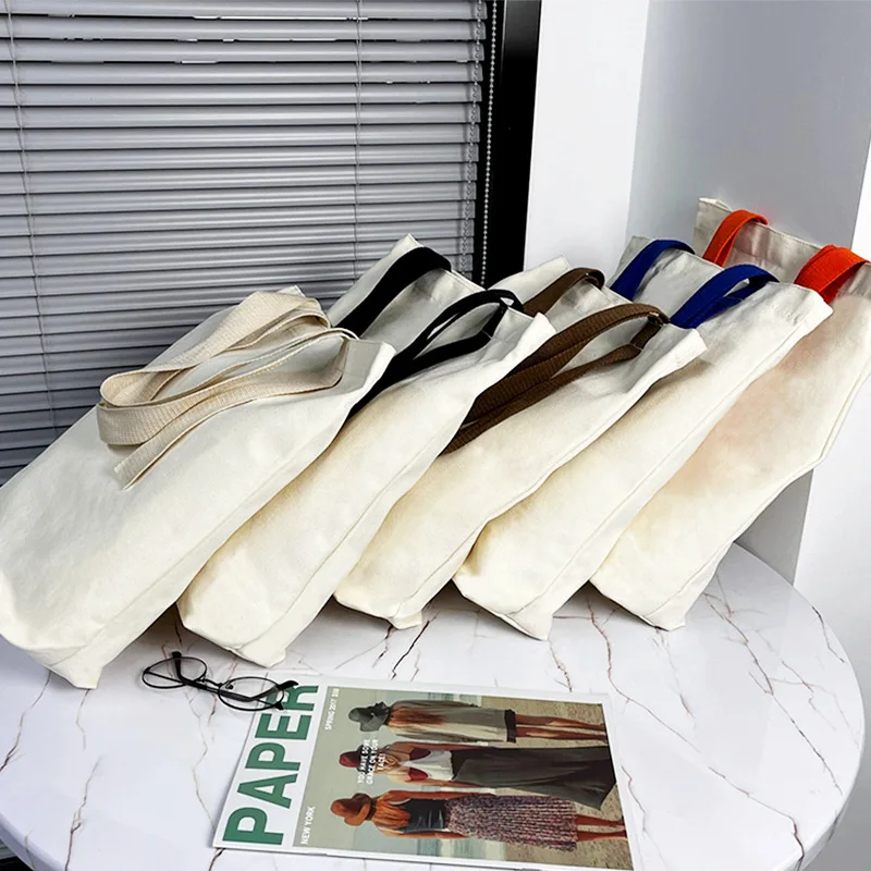 Hot Sale Eco Large Capacity Simplicity Shopping Pure Color Cotton Linen Tote Bag