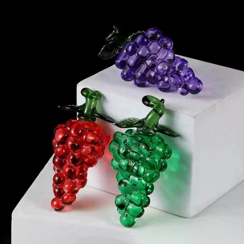 Handmade Crystal Grape Figurine Collectibles Crystal Glass Fruit Ornament Decoration glass crystal grapes