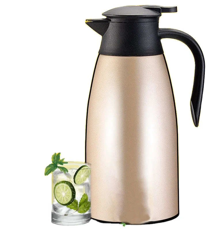 Best selling stainless steel 2l thermos insulation pot vacuum one touch lid with handle coffee pot