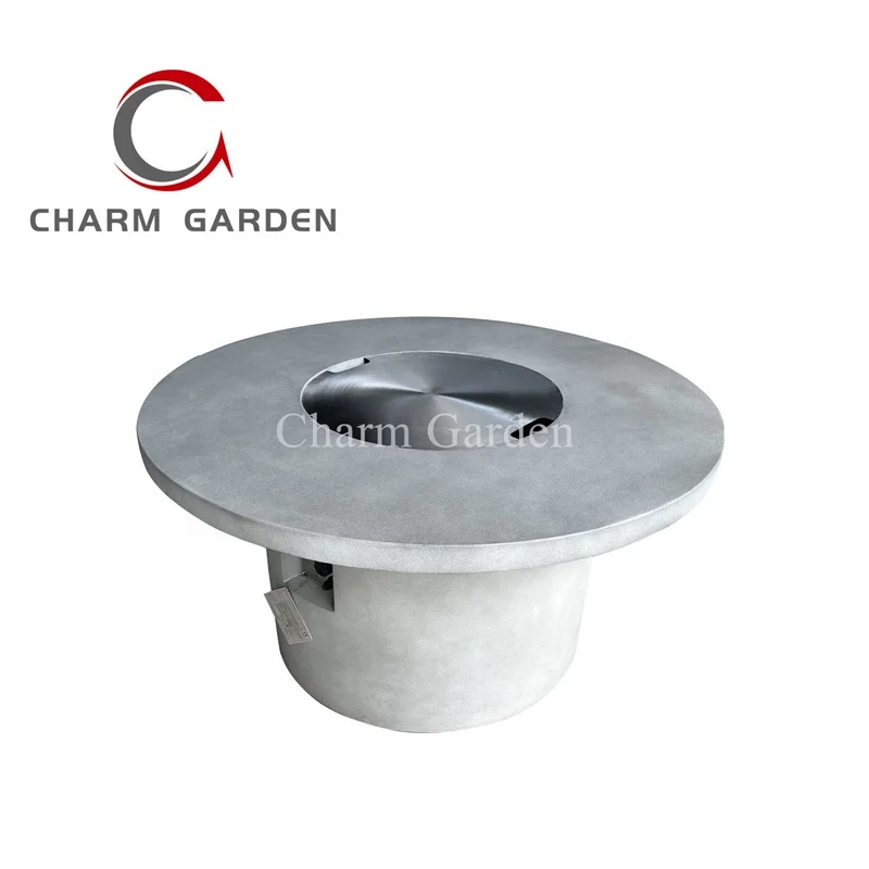 Customized Fiberglass Reinforce Concrete Look Fire Table Gas Tank Put Inside Fire Pit Dining Table Bar Coffee Table