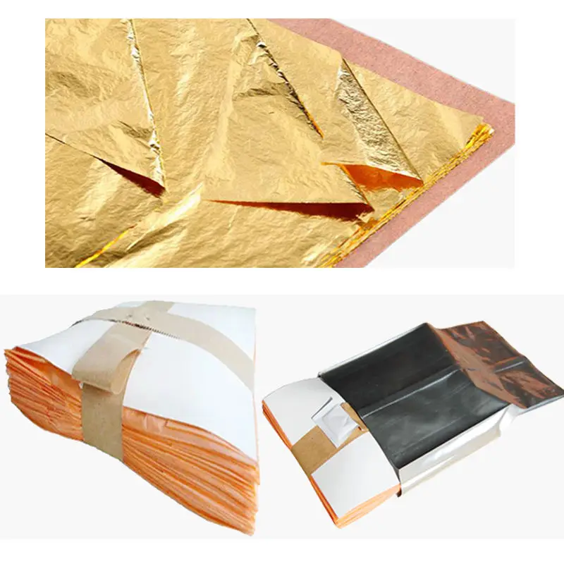 High Quality 5000 Sheets/Pack 16*16Cm Italian Gold Leaf Foil Sheet Imitation Gold Leaf  For Gliding Furniture Decoration