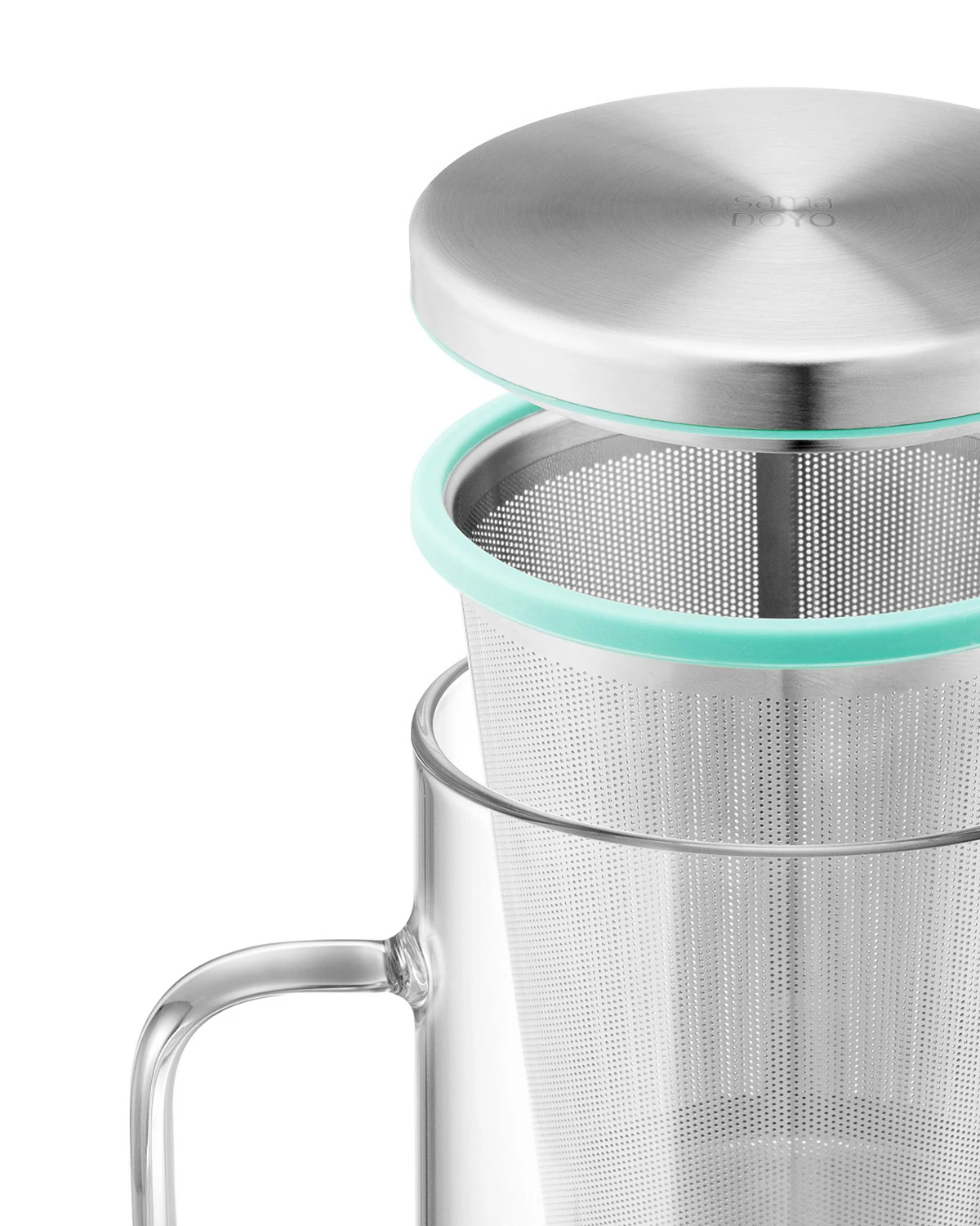 2022 Samadoyo tea glass with Upgraded strainer and stainless steel lid 450ml for loose tea or bags