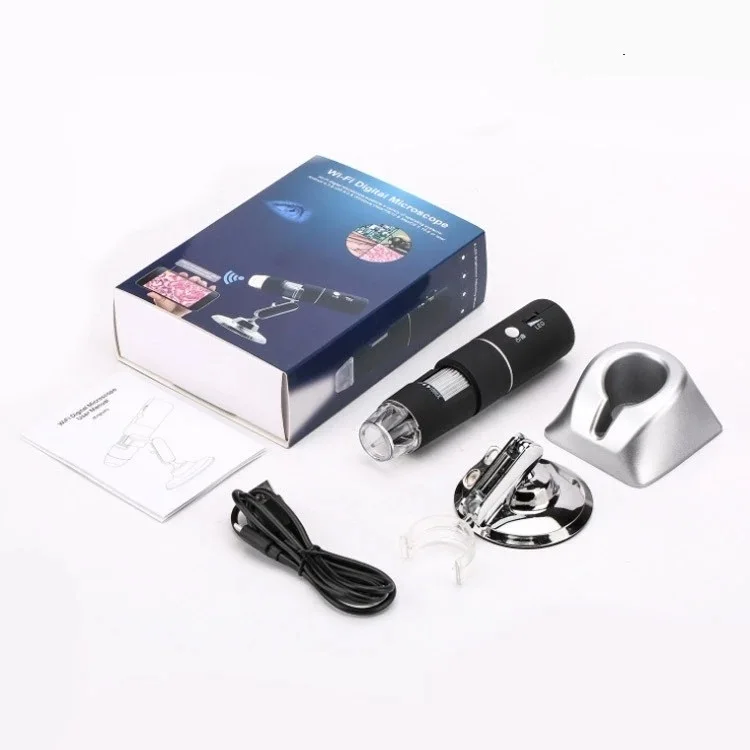 Portable HD 1000X 1600X IOS Android WiFi electronic digital USB microscope 8 LED lamp metal base 180 degree rotation microscope