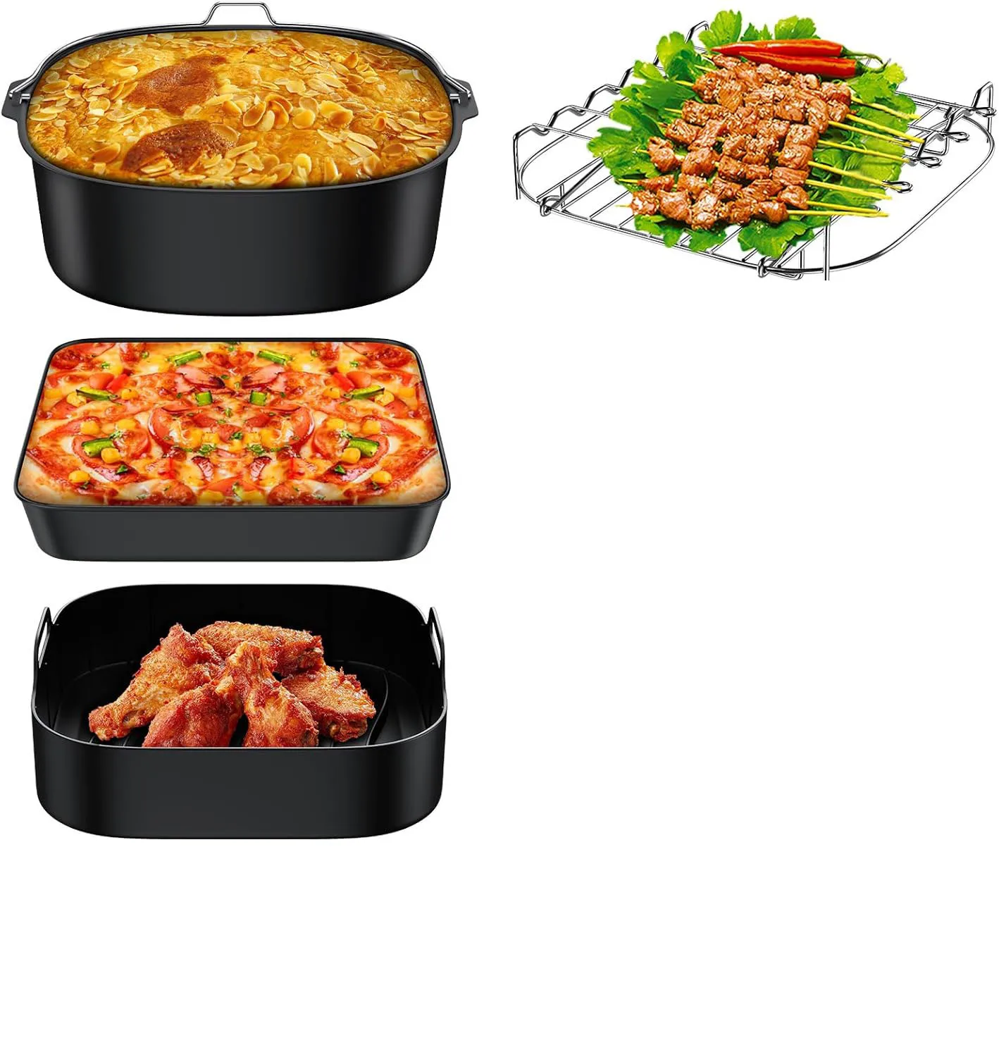 Square Air Fryer Accessories  8 Inch XL Deep Fryer Accessories  Fit 3.6QT-6.8QT Square Air Fryer Accessories