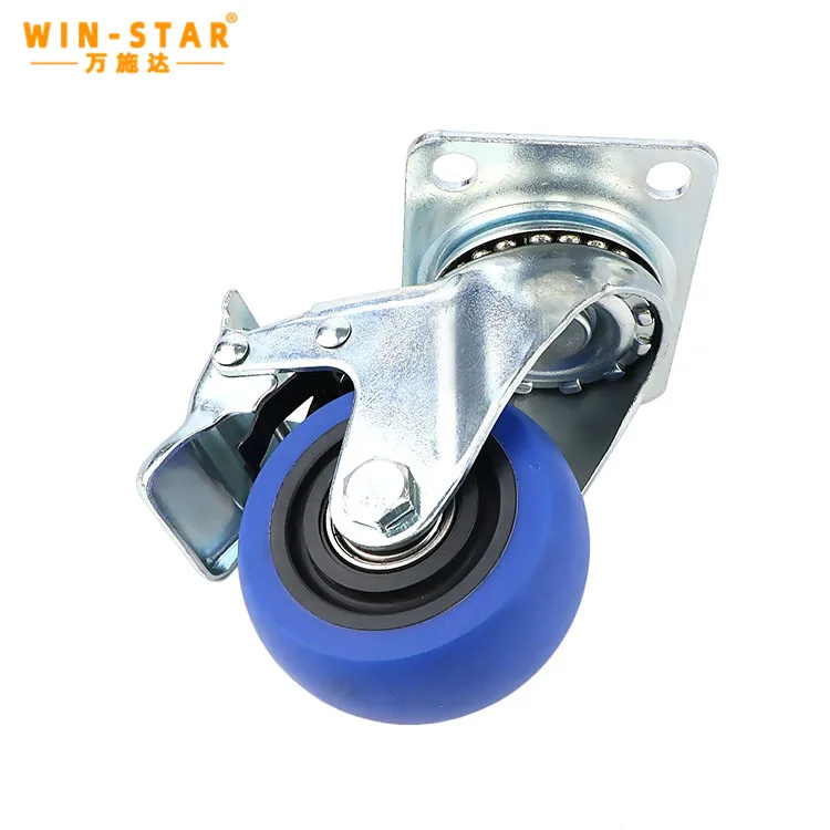 WINSTAR Heavy Duty Casters Industrial Wheels Bule Rubber Caster Wheels