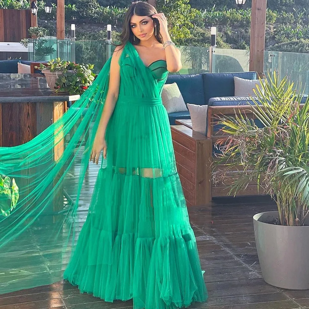 Dress Skirt Open Back Long Fluffy Gauze Dinner Party 2022 New Cocktail Party One-Shoulder Dress