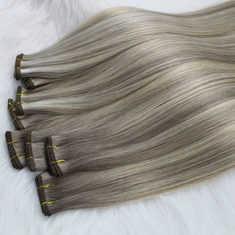 Highest Quality Customized Piano Color Double Drawn Real Remy Human Sew In One Piece Flat Weft Hair Extensions