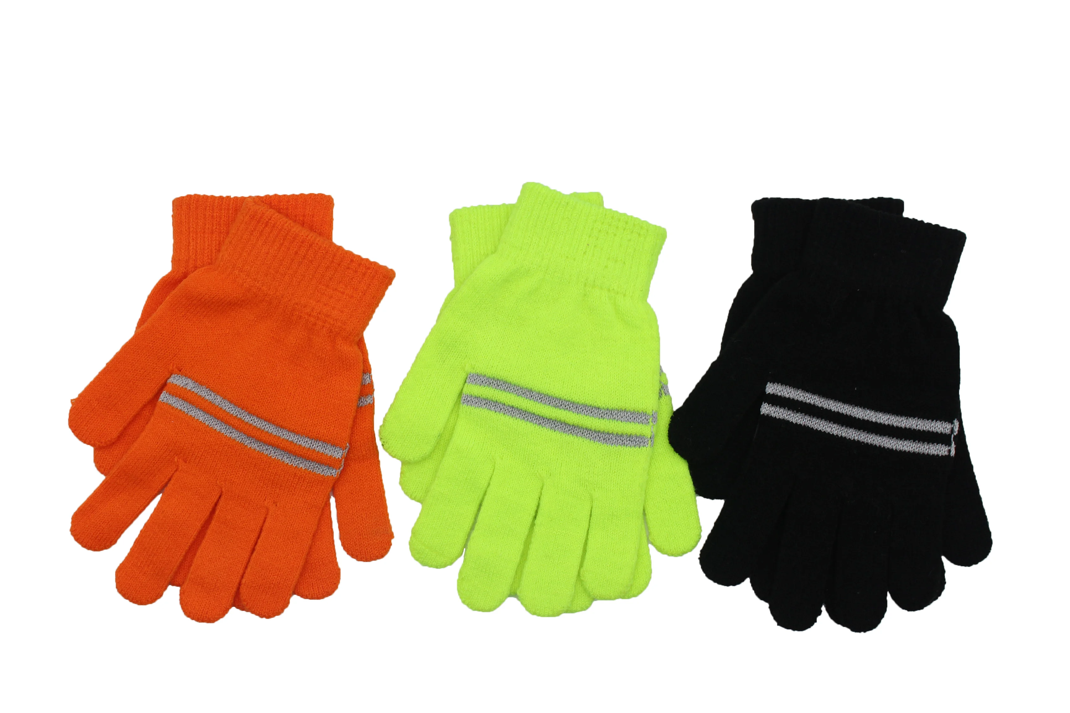 Winter Knit Acrylic Gloves Bright Color Reflective Yarn Gloves
