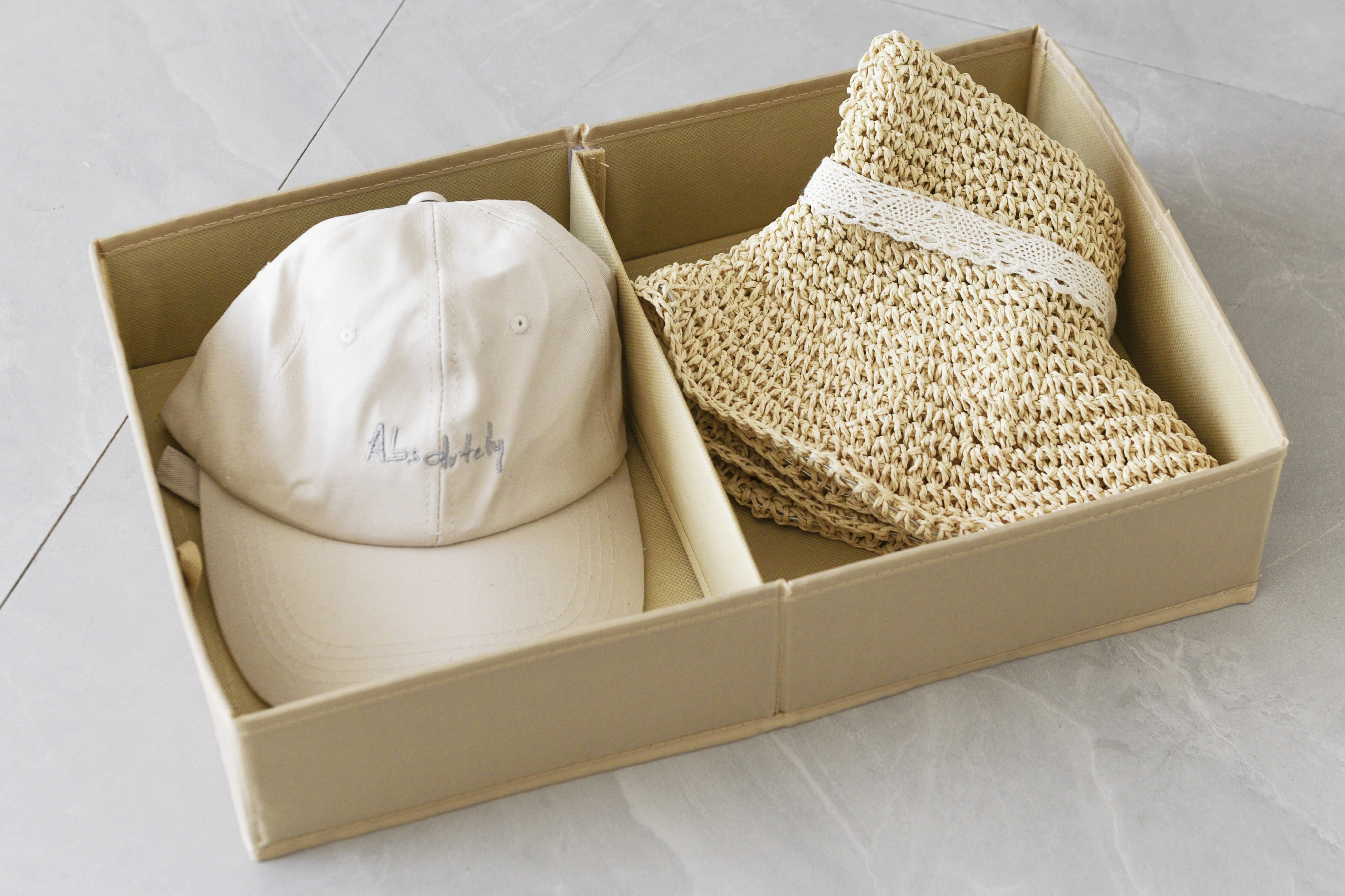 EISHO 210d Polyester Line Eco-friendly Fabric Cloth Storage Box Double Compartment Storage Box Bin Basket Cube Container