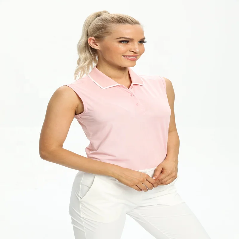 Hot Sale Women Sleeveless Plain Golf Polo Shirt Ladys Tops Sport Polo Shirts Womens Golf Shirt