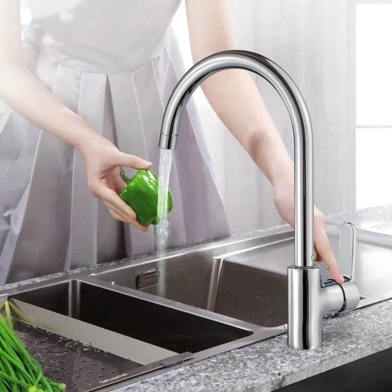 Household All Copper Lead-free Rotating Hot And Cold Sink Vegetable Basin Elbow Faucet