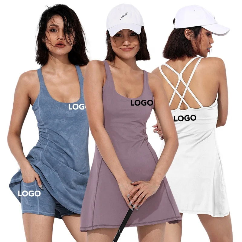 Free Custom Logo New Product Tie-dye Two Piece Set Womens Skort Golf Tennis Dress Wear Apparels Sports Skirts