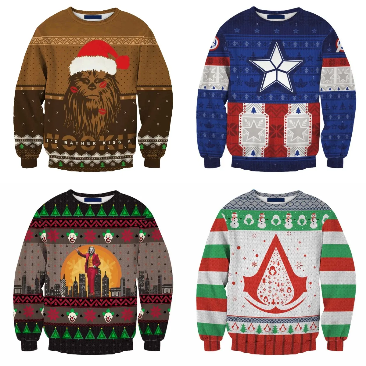 2022 wholesale Custom Jacquard Couple Ugly Christmas Sweater Family Green Sweater Woman Christmas Jumper TWS1002