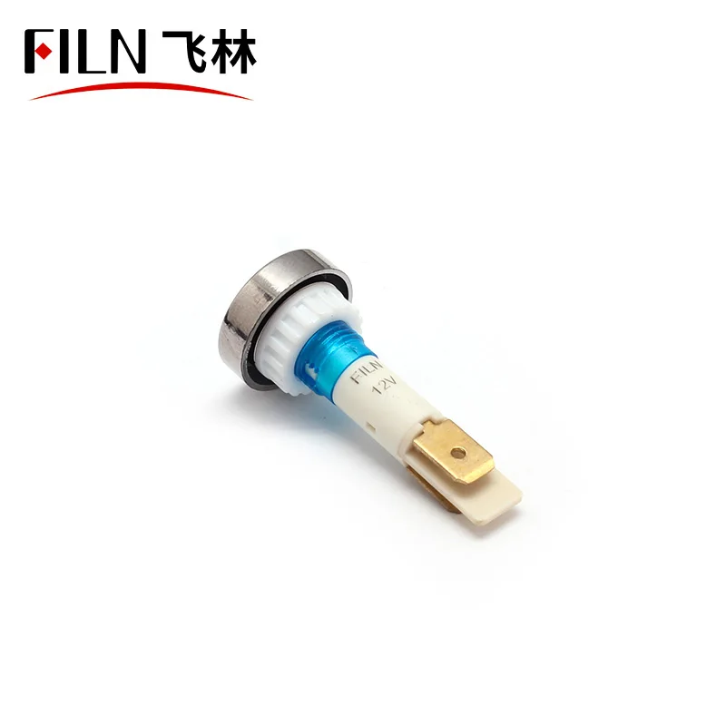 FILN High quality plastic 10mm  12v red yellow color pilot lamp 12 volt led indicator lights without cable
