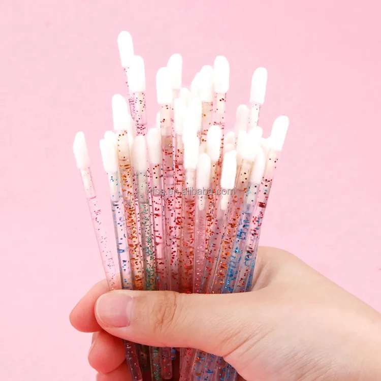 Plastic Crystal Makeup Brush Lint Free Goworth 200Pcs/Set Comfortable Soft Disposable Blending Lip Gloss Brushes With Opp Bag