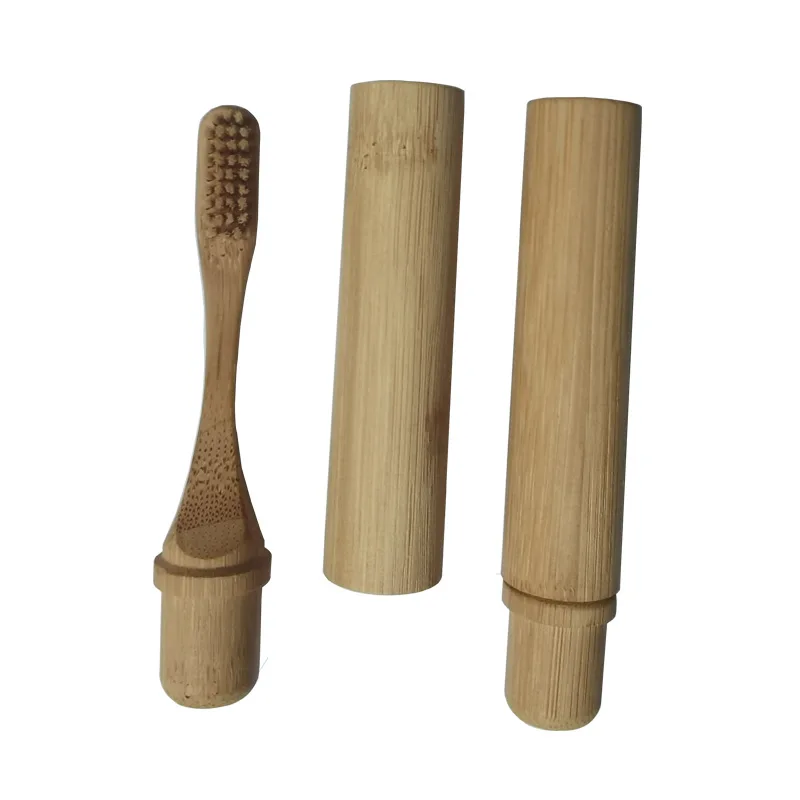 Wholesale Custom 100 % Natural Travel Bamboo Soft Toothbrush Product Set with Case Holder for Adult Children Baby kids