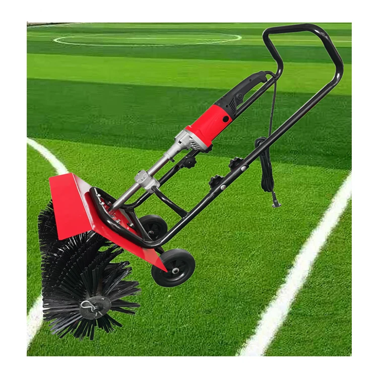 Electric Plug Type Steel Garden Grass Leaf Sweeper Powered Push Broom 220V Lawn Sweeper With Wheels