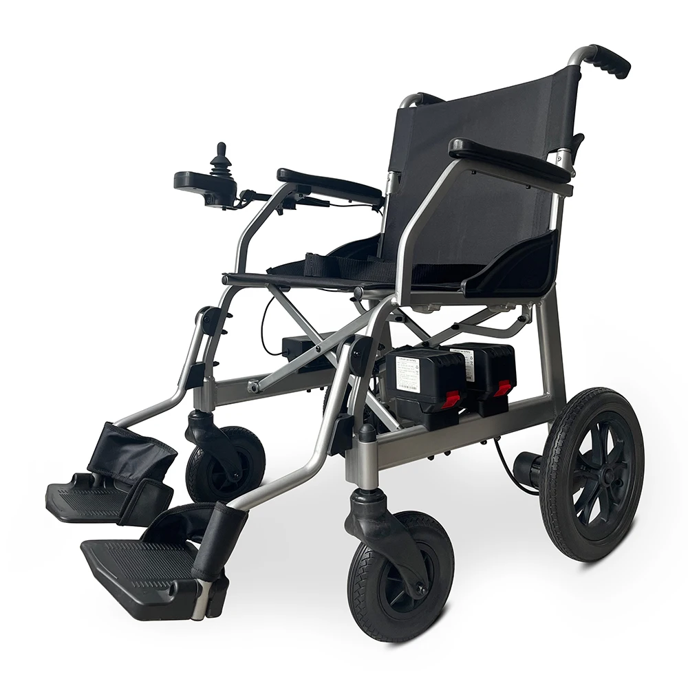 KSM-505 Light weight folding electric wheelchair portable aluminum power chairs dual controller wheelchair 12.5kgs