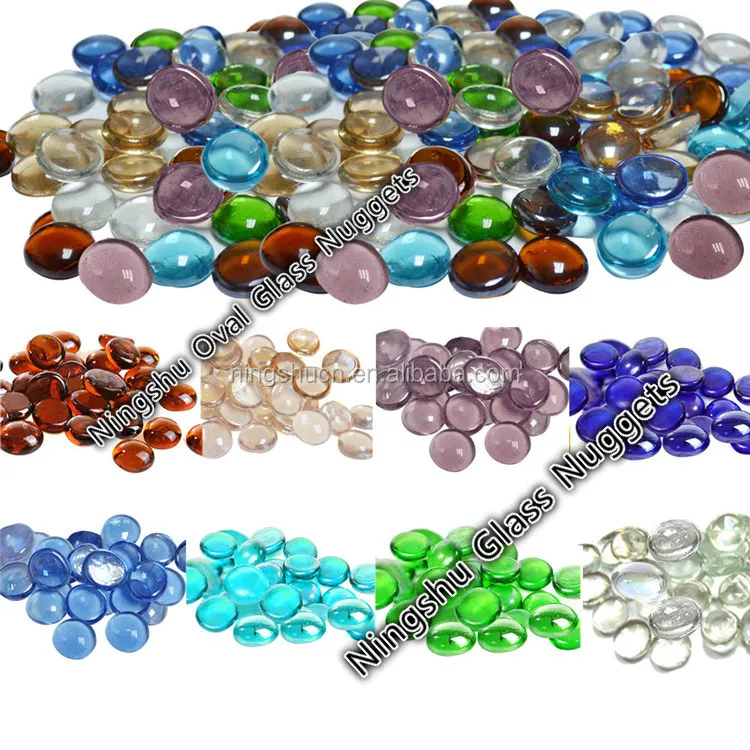 Glossy Multi Colors Decorative Glass Beads stone Glass Pebbles For Pool pebble mosaic Interior Decor