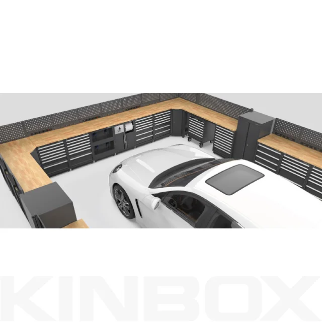 2020 Kinbox Pro Series Black 16 Piece Tool Cabinet Set for Car Repair Engineers/Garage Organization