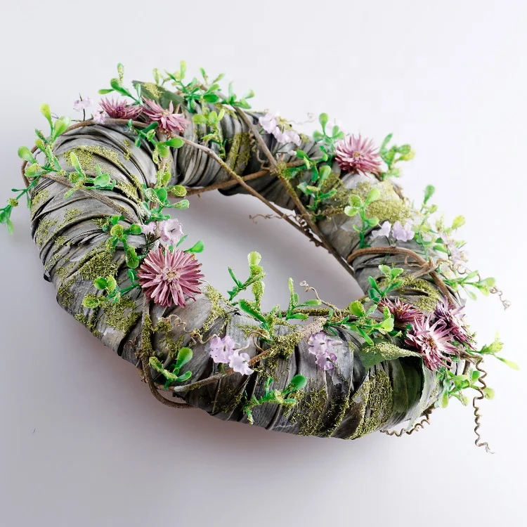 
The Newest Purple Flower Garland Green Leaf Wreath Front Door Wreaths For Spring And Summer On Sale 