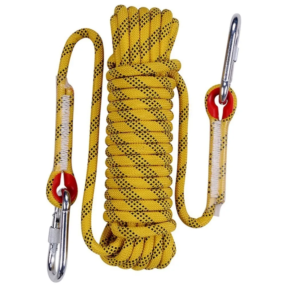 Stock children 10mm rock climbing rope with carabiners for outdoor hiking accessories