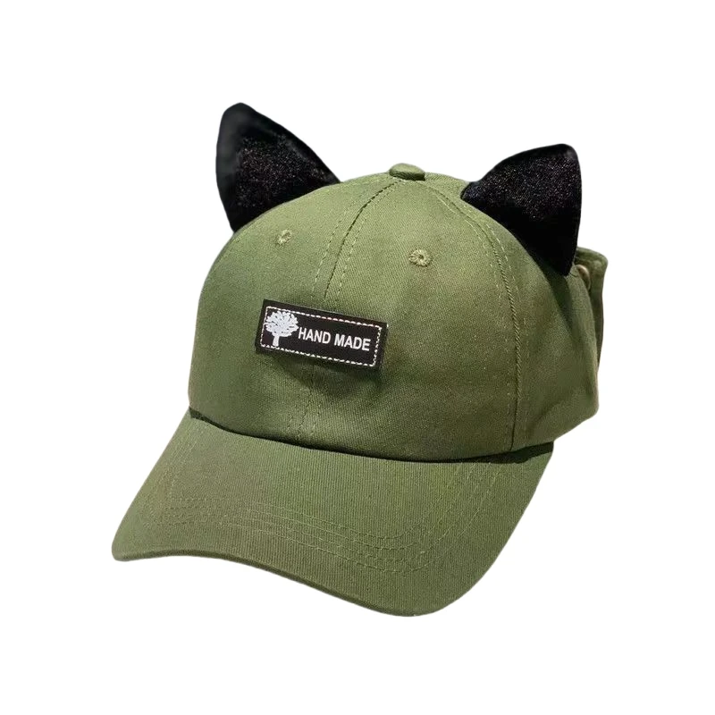 Wholesale spring summer men women fashion cute cat ears baseball cap with glasses embroidery aviator baseball cap