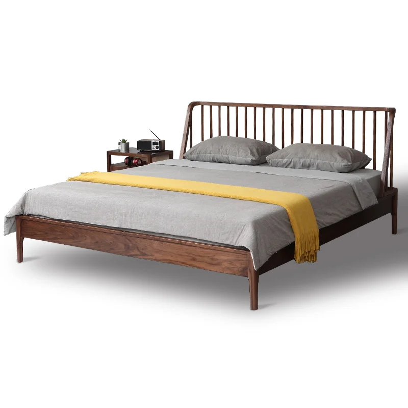 Custom furniture Nordic fashion high-end design bedroom walnut big