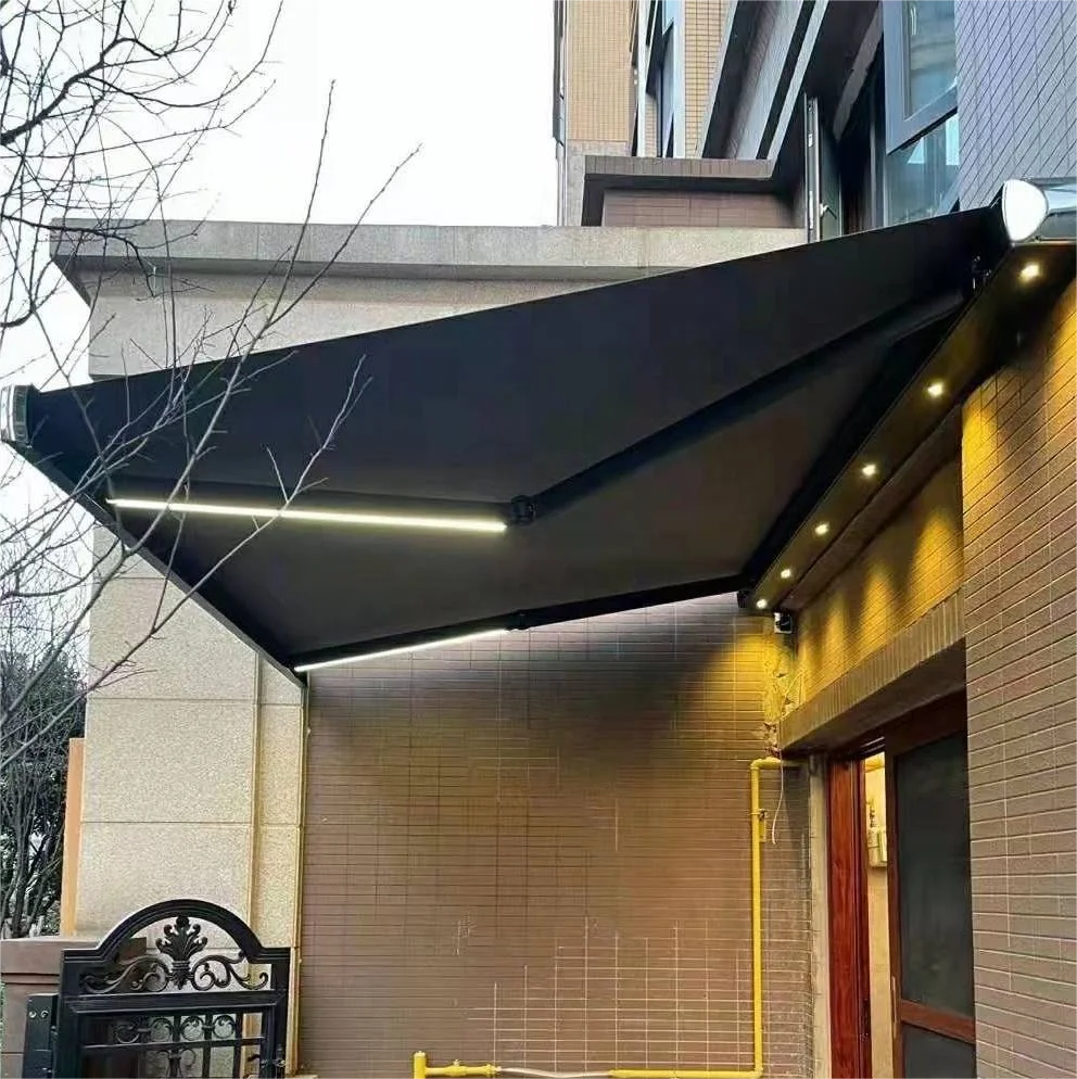 OEM large Outdoor Retractable caravan 270 Awning tent outdoor windows Canopy Full Cassette Motorized patio double open Awning