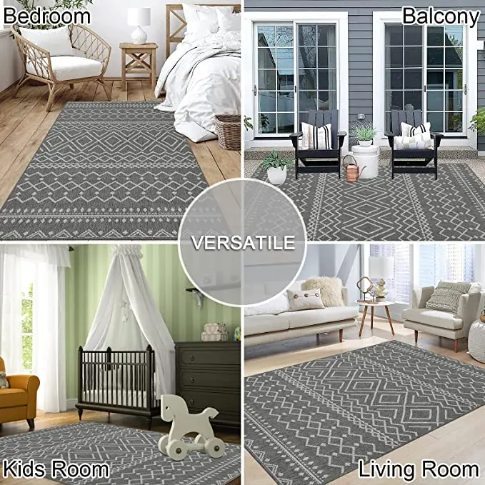 OEM customization Logo machine washing reversible waterproof durable door mat picnic rug home decoration mat