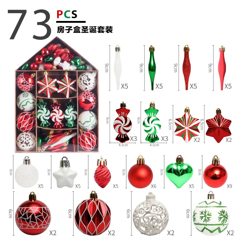 73PCS SET   Frozen Winter Silver White Christmas  Ornaments Shatterproof Xmas Balls
